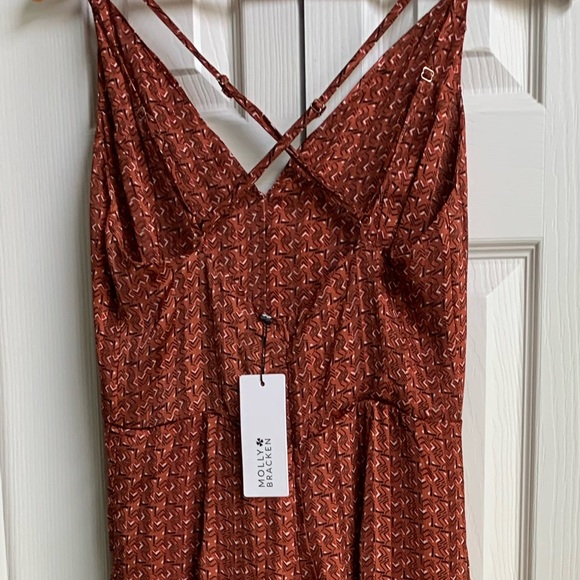 NWT Molly Bracken London  Retro Rust Wide Legged Fully Lined Jumpsuit ( SZ S) - Picture 5 of 12